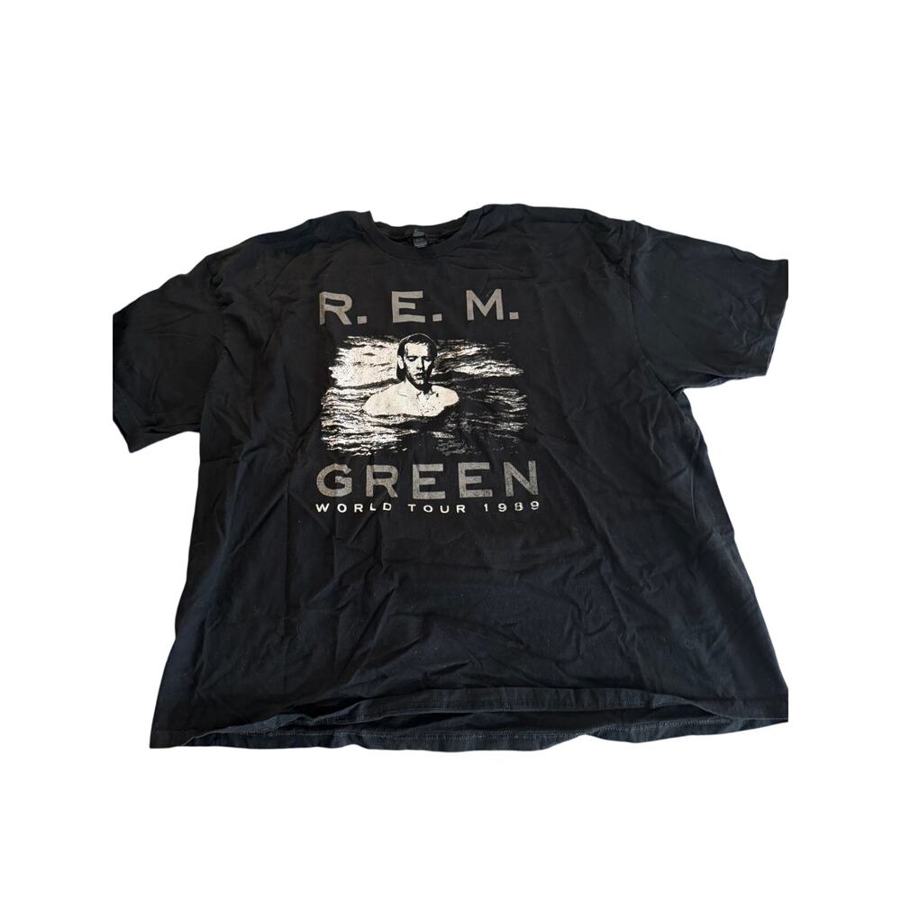 Vtg 80s REM Green World Tour 1989 Black T-Shirt Mens Band Tee-4XL